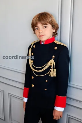 Comunión niño traje de guardia civil compuesto de casaca, pantalón azul marino  camisa,  y corbata